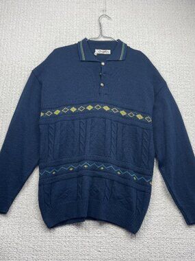 Vintage Modango Alpaca Wool Blend Knit Sweater Polo Preppy Men Sz M Italy Made